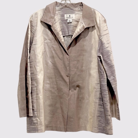 Emmelle Design Snap Front Abstract Cotton Linen Blazer Sz M - Picture 1 of 5